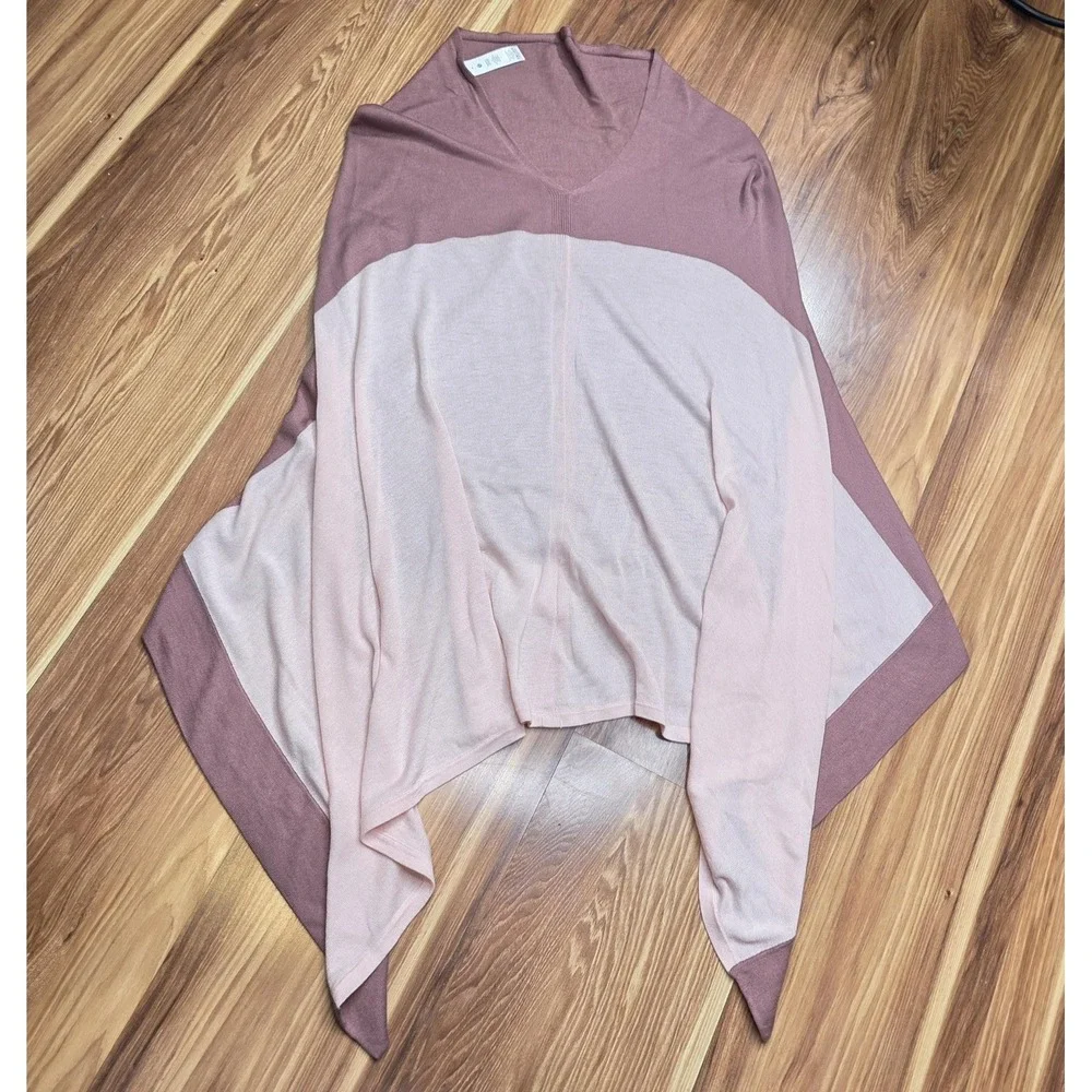 Lululemon‎ Athletica Sweater Cape Womens One Size Pink Viscose Blend V Neck Knit